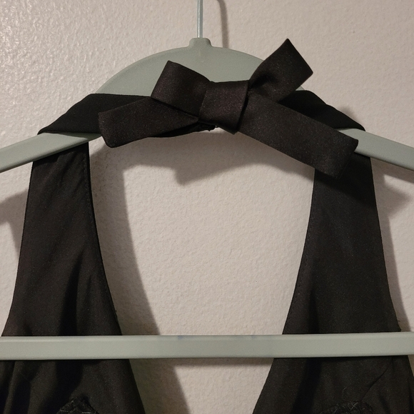 White By Vera Wang Wmns 2 Elegant Black Taupe Halter Formal Dress Evening Gown - Picture 6 of 16